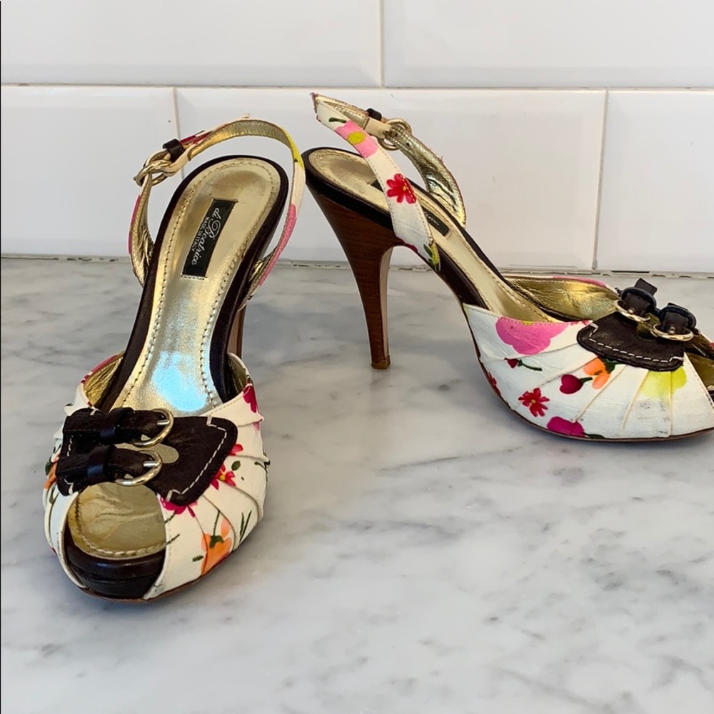 Di Beatrice floral print heels, gently used